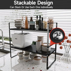 Expandable Cabinet Shelf Organizers, 16.5"~27''L, Black - Image 5