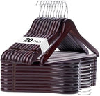 HOUSE DAY Cherry Wooden Hangers 20 Pack, Solid Wood Coat Hangers for Closet by HOUSEDAY