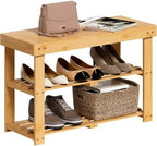 BAMBUROBA Bamboo Shoe Bench, 3-Tier Entryway Storage Rack,Natural by BAMBUROBA