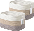ECDYQXVU 15x10x9 Inch Woven Cotton Rope Storage Basket, 2 Pack by ECDYQXVU