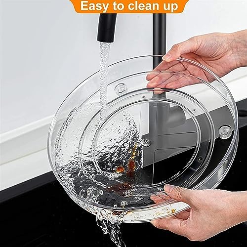 vacane 2-Pack 13Inch Lazy Susan Cabinet Organizer, Plastic Rotating Organizer Spice Rack Condiment Organizer for Pantry, Countertop, Cupboard, Refrigerator-Clear - Image 5