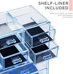 Sorbus Makeup Organizer, 7-Drawer Acrylic 2-Piece Set (Blue Brilliance) - Image 6