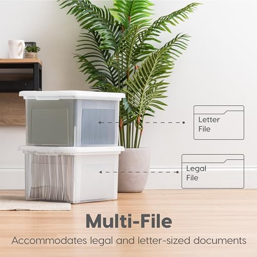 IRIS USA 4-Pack 35 Qt. Letter File Box with Lid, Pearl - Image 4