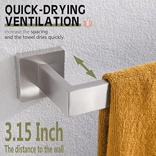 KOKOSIRI 32-Inch Single Towel Bar, Bathroom Kitchen Towel Holder, Wall Mounted SUS304 Stainless Steel Towel Rack, Brushed Nickel, B4003BR-L32 - Image 3