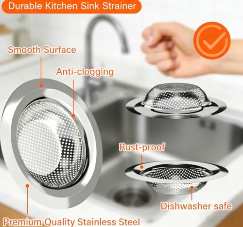 SANNO Sink Bottom Grid for Kitchen, Sink Protectors with Rear Drain Hole for Double Sink,Stainless Steel,13" L x 11.6" W - Image 6