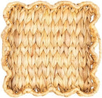Household Essentials Woven Water Hyacinth Scalloped Square Trays, Set of 2, Natural - Image 7