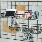 4 Pcs 15.75 x 3.94 x 1.97 Inch Metal Grid Wall Baskets with Hooks Grid Wall Shelves Hanging Wire Basket Multi Function Storage Organizer for Kitchen Organizing Display (Black) - Image 5