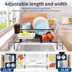 Expandable Dish Drying Rack for Kitchen Counter, Rustproof Sink Dish Drainer with Adjustable Legs & Angled Draining Tray, Space Saving Counter Dish Rack - Image 3