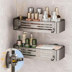 2Pcs Suction Cup Shower Caddy,Upgrade Extra-Strong Suction Shower Shelves with Hooks,No Drilling Waterproof & Rustproof Bathroom Organizers and Storage,Reusable Shower Racks for Shampoo and Toiletries by ONXEBornforqualityNeverWasteYourMoney