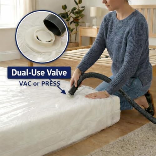 Hefty Shrink-Pak Mattress Bags for Moving – Full/Queen Size | Heavy Duty & Water Resistant Vacuum Compression Mattress Bag, Storage Protection Mattress Cover for Moving - Image 3