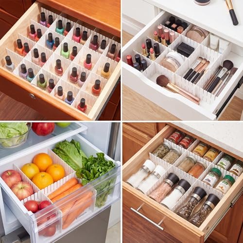 Vesici 80 Pcs Drawer Dividers Adjustable Plastic Organizers Dresser, White - Image 5