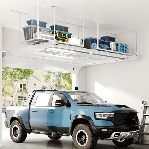 FLEXIMOUNTS 3x6 Overhead Garage Storage Adjustable Ceiling Rack, White - Image 2