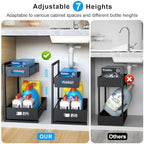 Petiza Under Sink Organizer Pull Out Cabinet Organizer Adjustable Height 2 Tier with Sliding Drawers Kitchen Bathroom Organizer and Storage(1pc) - Image 2