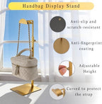 Purse Display Stand, 3 Pack Purse Rack Stainless Steel Anti-fingerprints Purse Holder Gold Hanging Hook Stands Adjustable Height Table Ornament Display Stand for Home Store Boutique Counter - Image 5