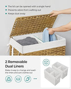SONGMICS Laundry Hamper with Lid, 110L Double Wicker Basket, 6 Mesh Bags - Image 3