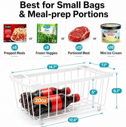 iSPECLE Deep Freezer Organizer Bins - Small Baskets for 7 Cu.Ft, 8 Pack - Image 4