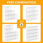 HUBSON Wire Cube Storage Organizer, Book/Toy/Craft/Potted Plants and petCloset Organizers and Storage Shelves, 9-Cube Freely Combinable Metal Grids Storage Shelf, White Iron - Image 4
