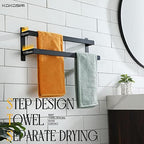 KOKOSIRI Towel Bars Black Bath Towel Holders 20 Inches Bathroom 2-Tiers Ladder Towel Rails Wall Mounted Towels Shelves Rack Stainless Steel, B5008BK-L20 - Image 5