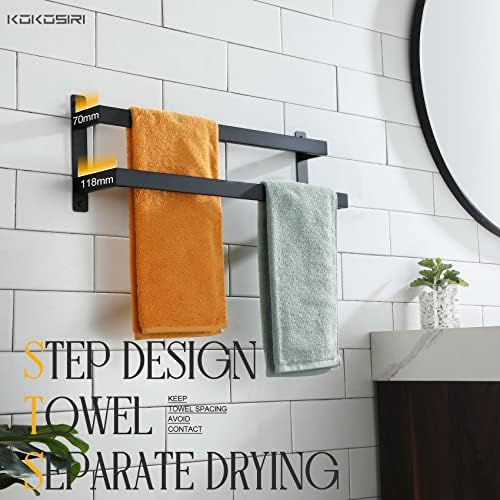 KOKOSIRI Towel Bars Black Bath Towel Holders 20 Inches Bathroom 2-Tiers Ladder Towel Rails Wall Mounted Towels Shelves Rack Stainless Steel, B5008BK-L20 - Image 5