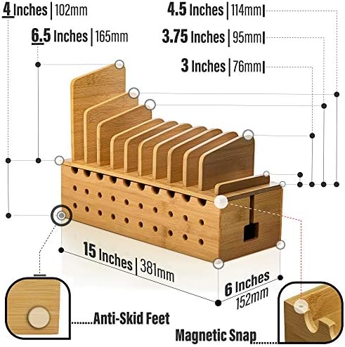 Prosumer's Choice 10 Device Bamboo Cell Phone Charging Stations | Clutter Organizer/Charging Stand for Mobile, iPhone, Laptops & Tablets | Best Mobile Accessories - Image 2