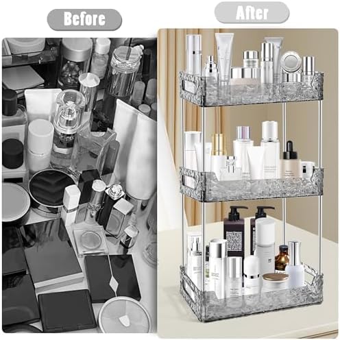 3-Tier Bathroom Counter Organizer Countertop Storage-Grey - Image 3
