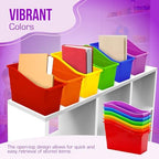 4E's Novelty 6 Durable Book and Binder Holder, Files Book Bins for Classroom, Plastic Vertical Storage Book Organizer Folder Office Classroom Organization Containers Supplies (Rainbow) - Image 4