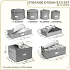 Sorbus China Storage Containers, Dinnerware Storage Set (8 Piece, Gray) - Image 2