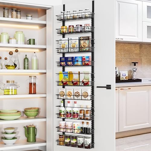 Churboro 9 Tier Over Door Pantry Organizer, 2-in-1 Adjustable Spice Rack by Churboro