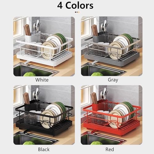 Dish Drying Rack for Kitchen Counter,Carbon Steel Sink Organization & Storage Essentials with Cutlery Holder (Black) - Image 5