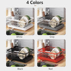Dish Drying Rack for Kitchen Counter,Carbon Steel Sink Organization & Storage Essentials with Cutlery Holder (Black) - Image 5