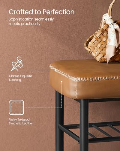 VASAGLE Shoe Bench, Synthetic Leather with Stitching, Loads 300 lb - Image 4