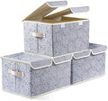 PRANDOM Large Foldable Storage Bins with Lids Fabric Decorative Storage Box Cubes Organizer Containers Baskets with Cover Handles Removable Divider for Home Bedroom Closet 17.3x11.8x9.8 Inch 3 Pack by Prandom