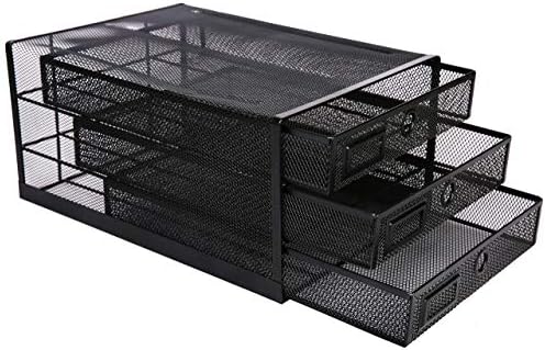Annova Desk Organizer Wire Mesh 3 Tier Sliding Drawers Paper Sorter/Multifunctional/Premium Solid Construction for Letters, Documents, Mail, Files, Paper, Kids' Art Supplies (Black) - Image 6