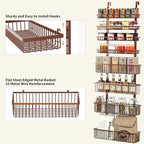 Moforoco Over The Door Pantry Organizer, Pantry Door Organizer Shelves, Kitchen Organizers and Storage, Hanging Basket Wall Spice Rack Seasoning Shelves, Laundry Room Bathroom accessories（Brown ） - Image 2