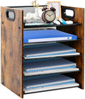 Desk Organizer - 5-Tier Desktop File Organizer, Wooden Paper Tray Organizer, Office Desk Organzier and Accessories for Papers, Mail, Notebooks, Stationery by BOERSHUN