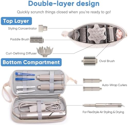 Initial Personalized Hair Dryer Case,Double-Layer Hair Tools Travel Carrying Case for Shark FlexStyle/SmoothStyle with Hair Dryer Bag - Hair Air Wrap Dryer Case Flat Curling Iron Travel Organizer - Image 2