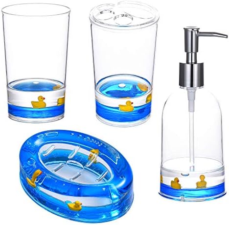 Locco Decor 4 Piece Acrylic Liquid 3D Floating Motion Bathroom Vanity Accessory Set Duck by LoccoDecor
