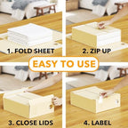 SpaceAid 3 Pack Bed Sheet Organizers and Storage, Foldable Linen Closet Organizer, Set Folder Keeper With Window XL (Queen & King Size) Bedding Container (Beige) - Image 3