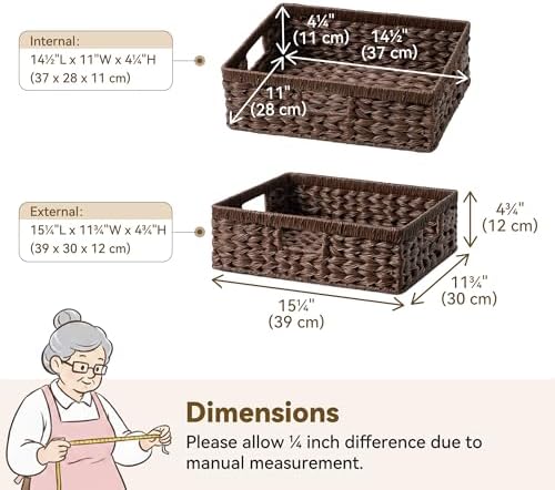 GRANNY SAYS Wicker Storage Baskets for Shelves, Brown Pantry Basket, 1-Pack - Image 7