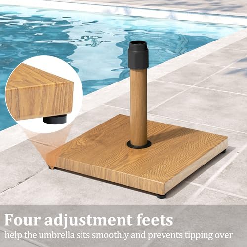 45lbs Patio Umbrella Base, Heavy Duty Stand Outdoor, Teak - Image 6