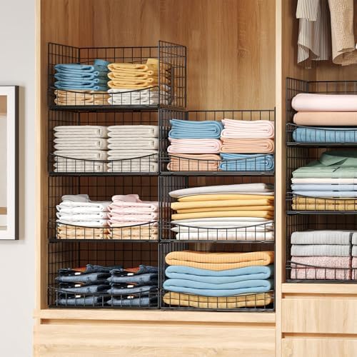 Hongtamoya 4-Tier Closet Organizers and Storage Basket with Divider, Foldable Closet Shelf Organizer System, Space-Saving Clothes Storage Drawer Organizer Bins for Wardrobe Cupboard, White - Image 2