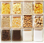 17 oz Square Glass Food Storage Containers with Airtight Bamboo Lids 12Pack by HomArtist