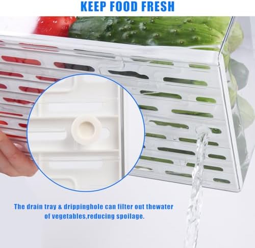 Refrigerator Drawers Pack of 2 With Pull Out Stackable Fridge Organizer Bins, Clear Cabinet Organizers for Kitchen Pantry Food Containers Produce Storage (2 Drawer,Large) - Image 4