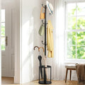 Coat Rack Freestanding, Black Coat Rack with Umbrella Holder, standing hat rack umbrella stand for entryway, coat hanger stand with 12 Hooks, office coat tree for Hat, Umbrella, jacket, Bag, Clothes by OFIDELITY