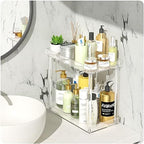 NPPLUS 2-Tier Clear Acrylic Bathroom Organizer Rectangle Counter Shelf - Image 2