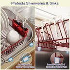 MAJALiS Red Expandable Dish Drying Rack Over Sink with Extra Drainboard - Image 5