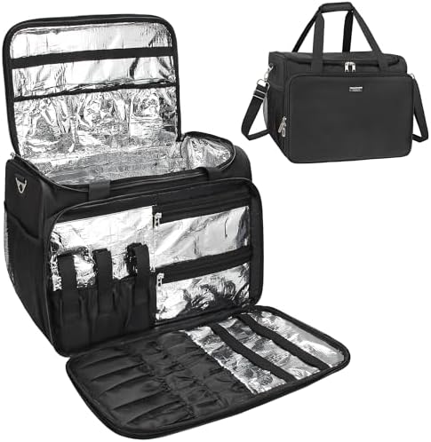 MONSTINA Professional Hairdressing Bag,Hairstylist Travel Bag,Cosmetics Beauty Hairdresser Bag with Shoulder Strap,Hair Makeup Salon Organizer Bag for Barber Insulation Material by MONSTINA