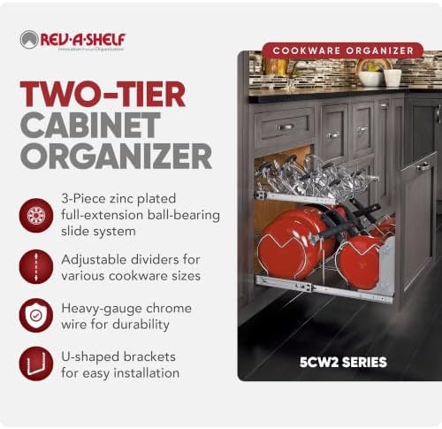 Rev-A-Shelf Kitchen Cabinet Pullout Organizer, Min Open Width of 20.5" - Image 6