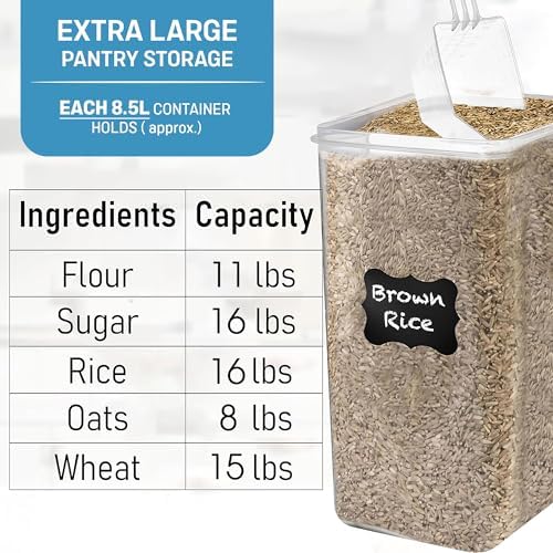 2 PC (8.5L / 287 Oz) Extra Large Pantry Flour Sugar Storage Containers Set - Image 3
