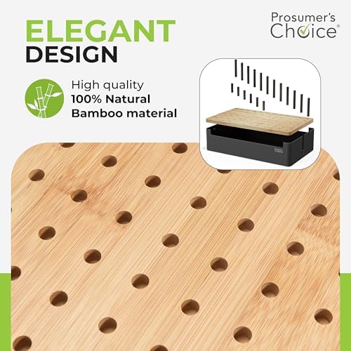 Prosumer's Choice Bamboo Charging Station for Multiple Devices - Wood Device Dock, Organizer Suitable Apple & Android Cell Phone, Tablet, iPad Cables Not Included, Metal & Bamboo Black - Image 3